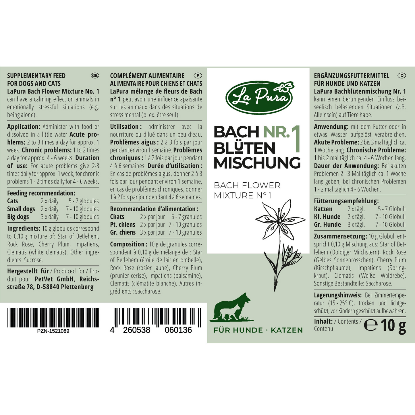 LaPura Bachblüten Nr. 1 - 10 g (ca. 1200 Globuli)