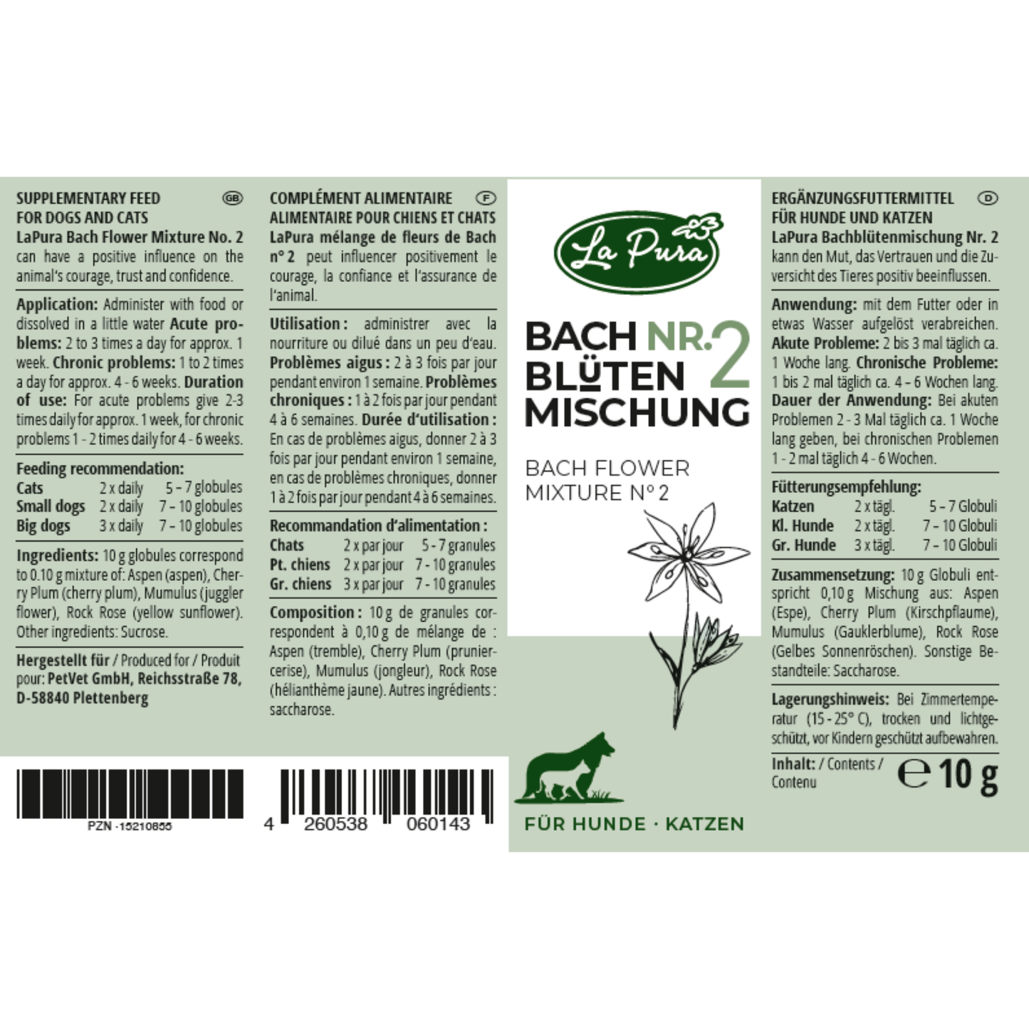 LaPura Bachblüten Nr. 2 - 10 g (ca. 1200 Globuli)