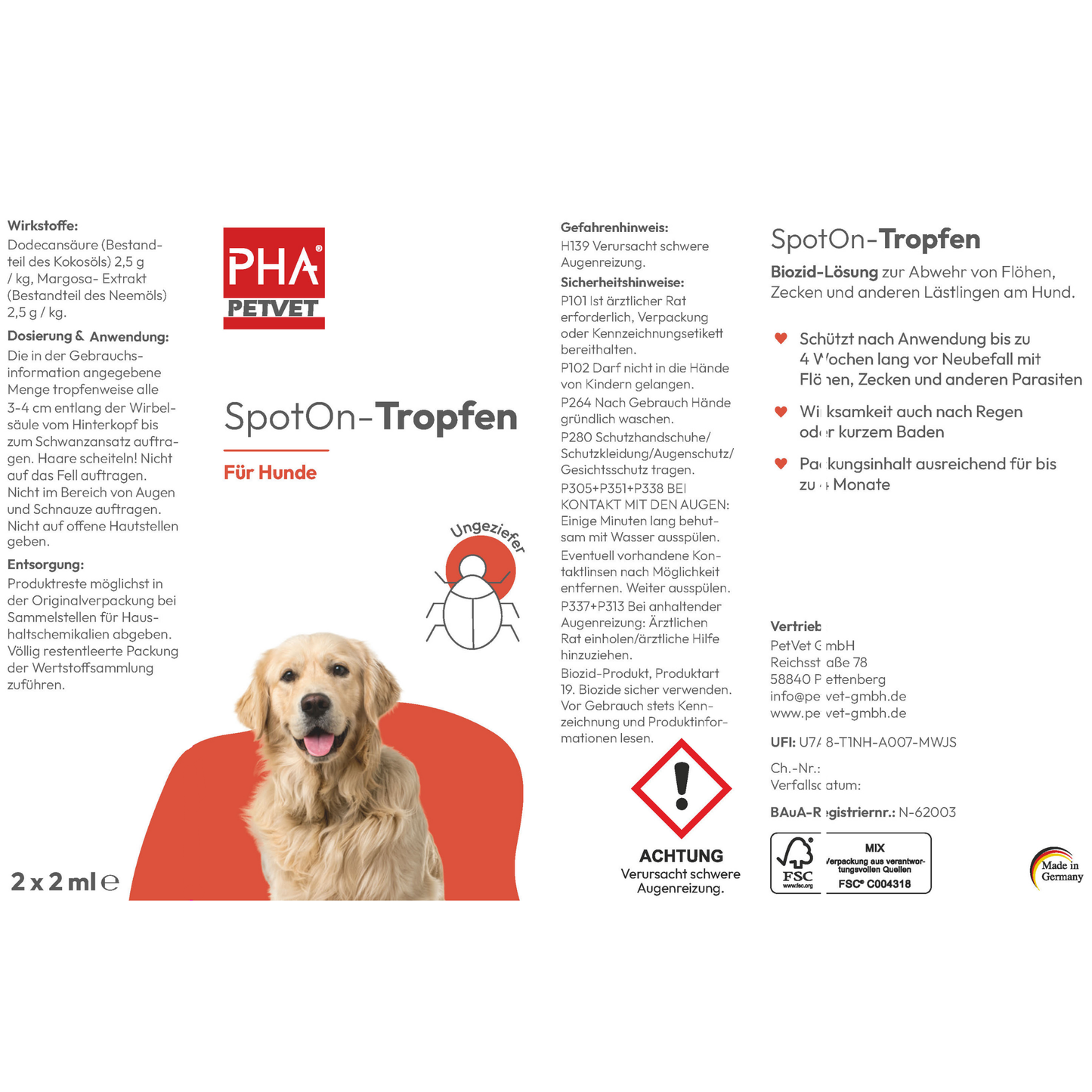 PHA Spot-onTropfen für Hunde 2 x 2 ml