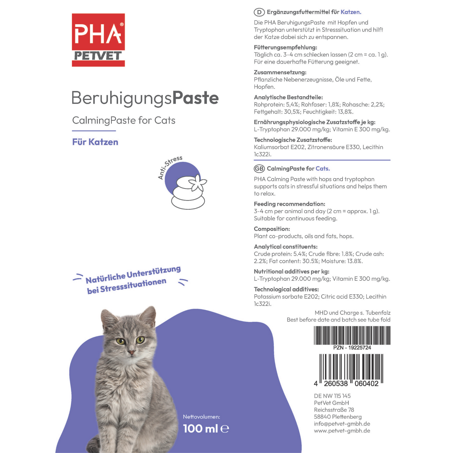 PHA BeruhigungsPaste für Katzen - 100 ml - 5 Stück