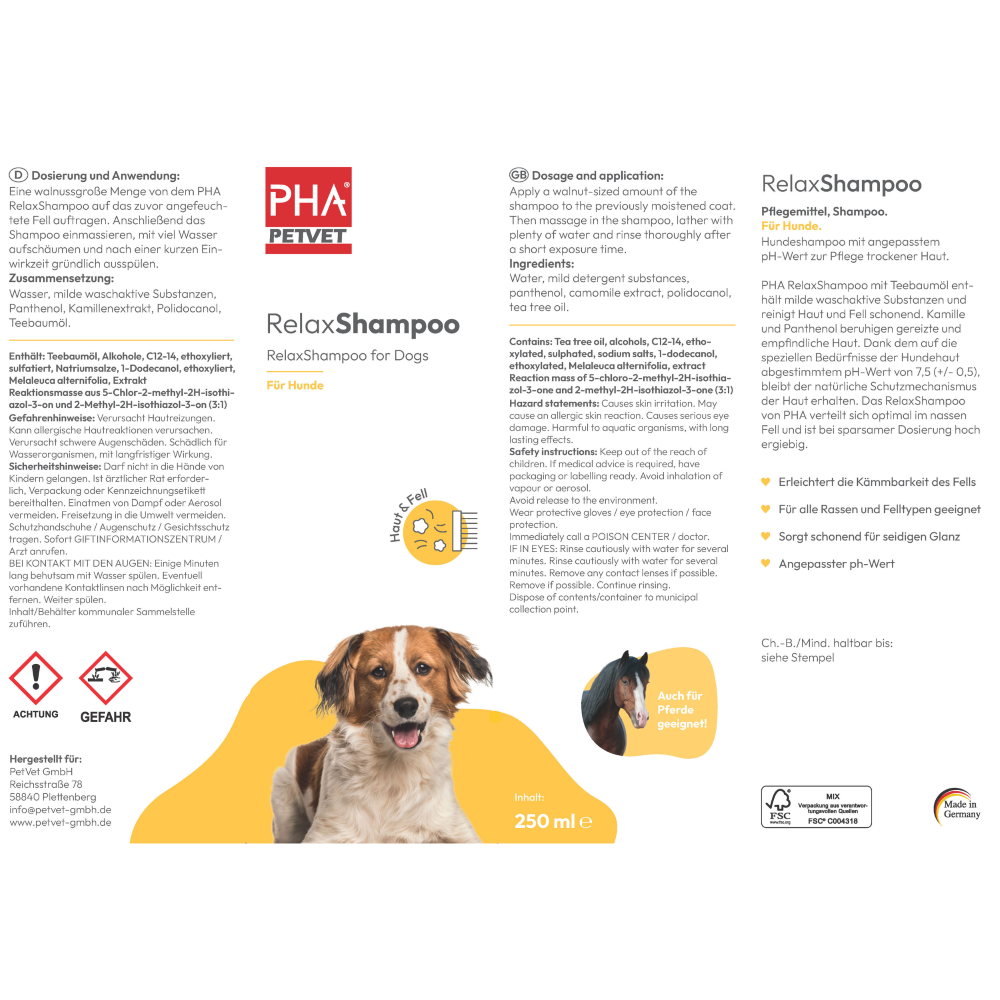PHA RelaxShampoo für Hunde 250 ml