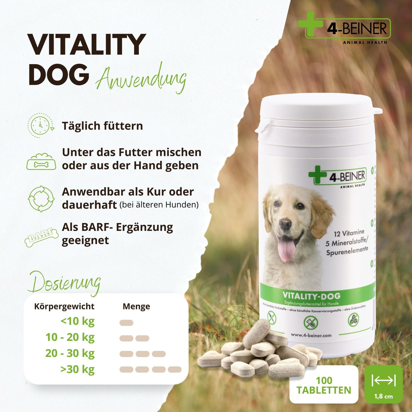 4-Beiner Vitality Dog - 100 Tabletten - 66 Gramm