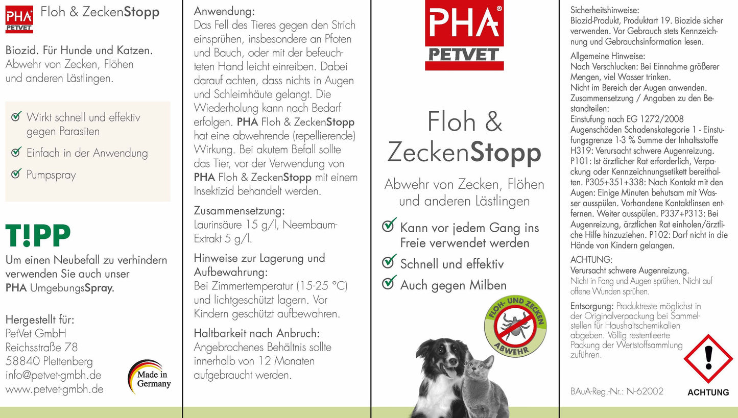 PHA Floh & ZeckenStopp für Hunde u. Katzen 100 ml