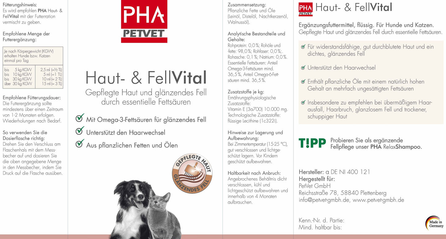 PHA Haut- & FellVital für Hunde u. Katzen 250 ml