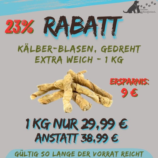 Kälber-Blasen, gedreht - EXTRA WEICH - Aktionsware