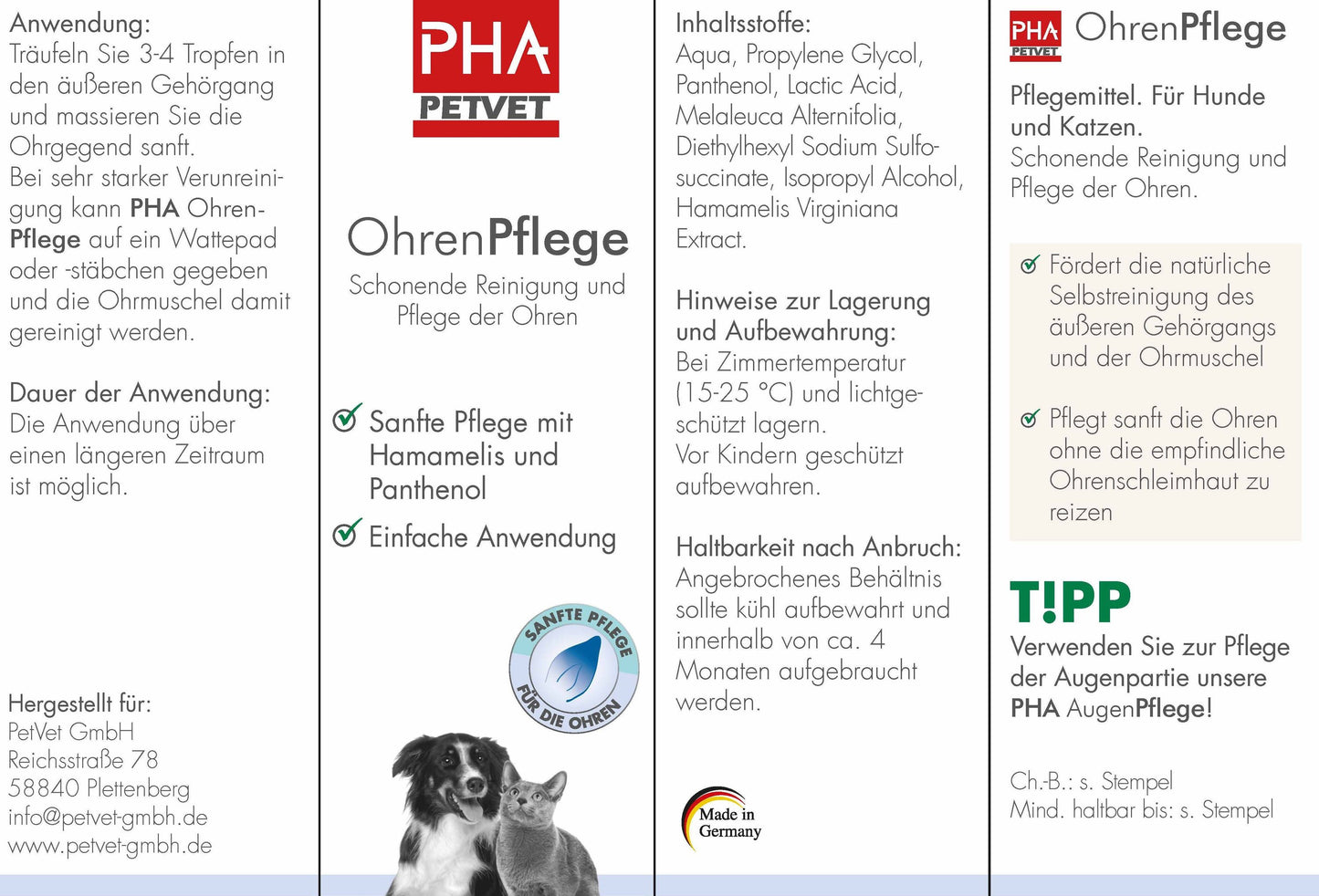 PHA OhrenPflege für Hunde u. Katzen 100 ml