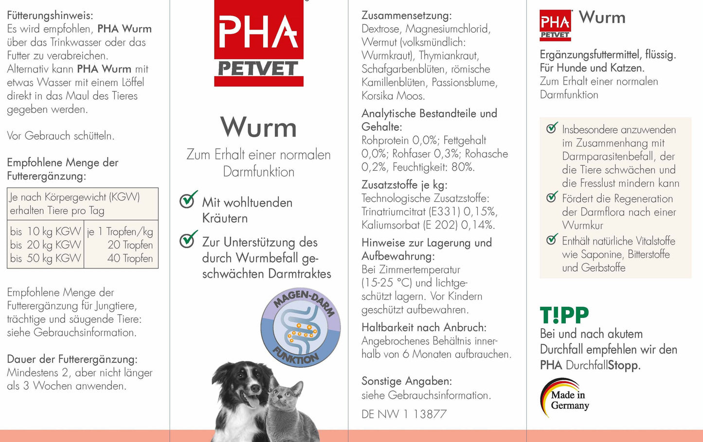 PHA WURM für Hunde u. Katzen 50 ml